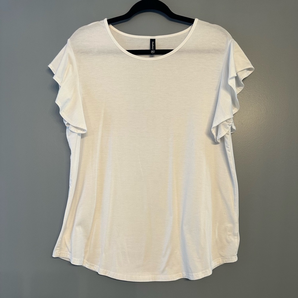 White Ruffle Sleeve Top